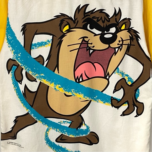 Vintage 1989 Looney Tunes Warner Bros TAZ Devil Single Stitch Button Down Shirt - Picture 4 of 9